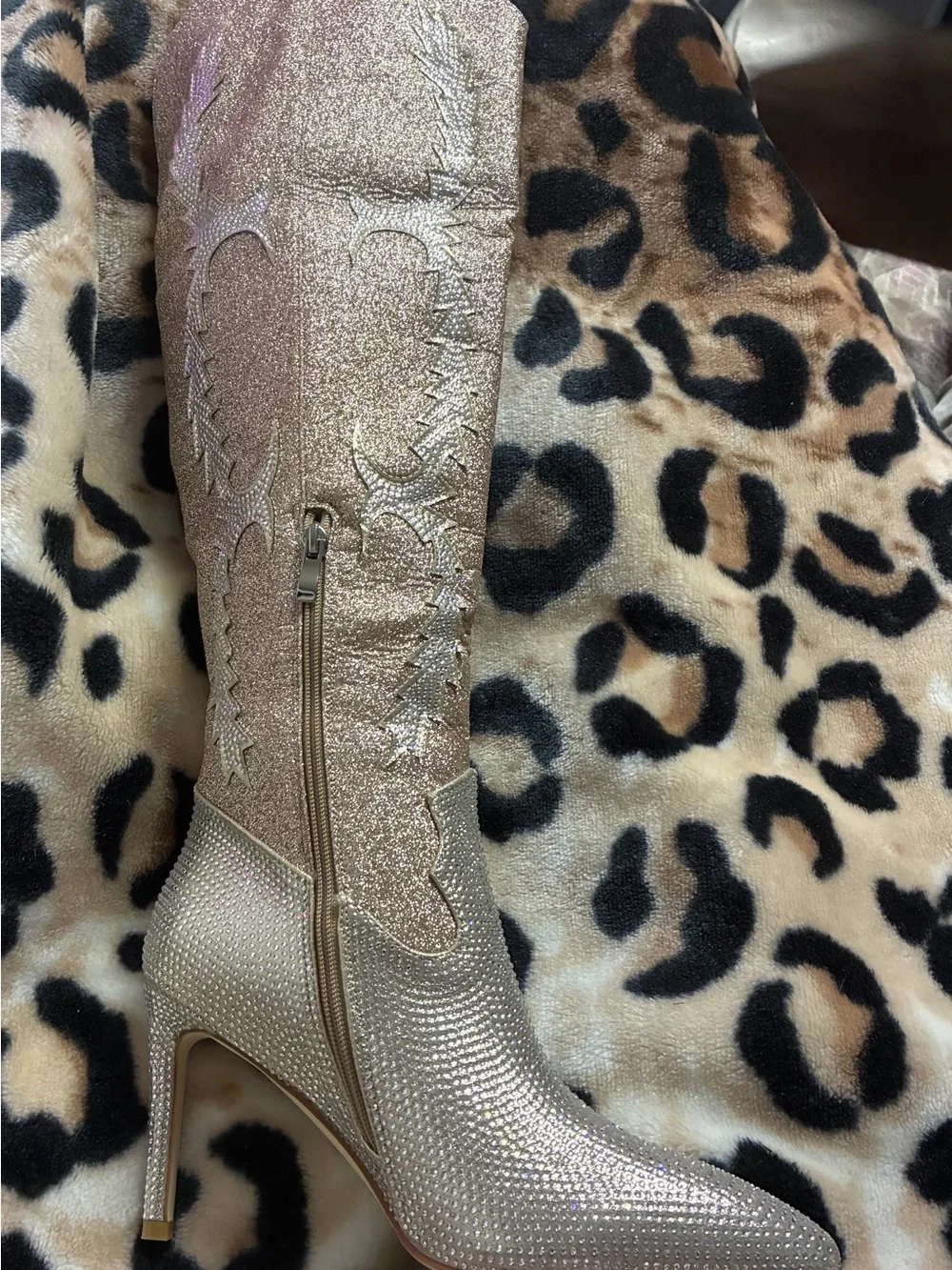Rhinestone Knee-High Cowgirl Boots